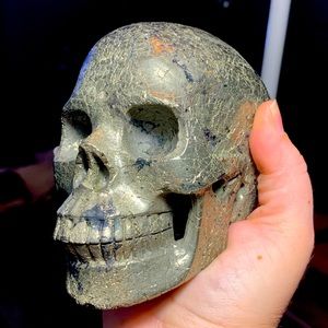 COPY - Solid 5" carved pyrite realistic skull